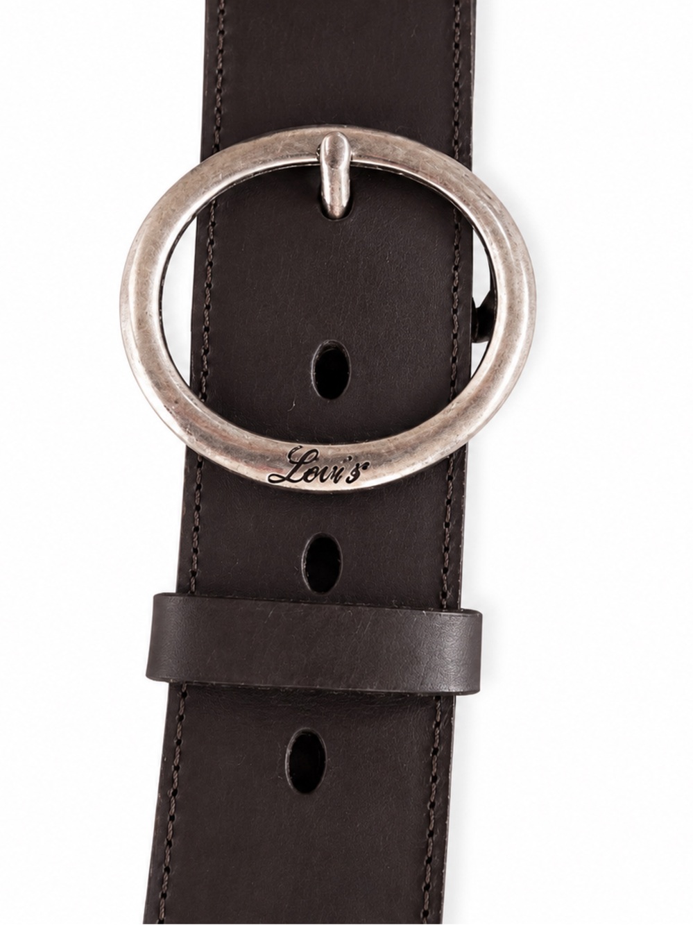 Levi's Black Leather Belt with Round Silver Buckle